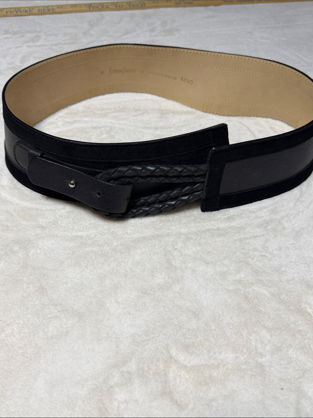 Neiman Marcus by Streets Ahead wide black leather Belt Size M